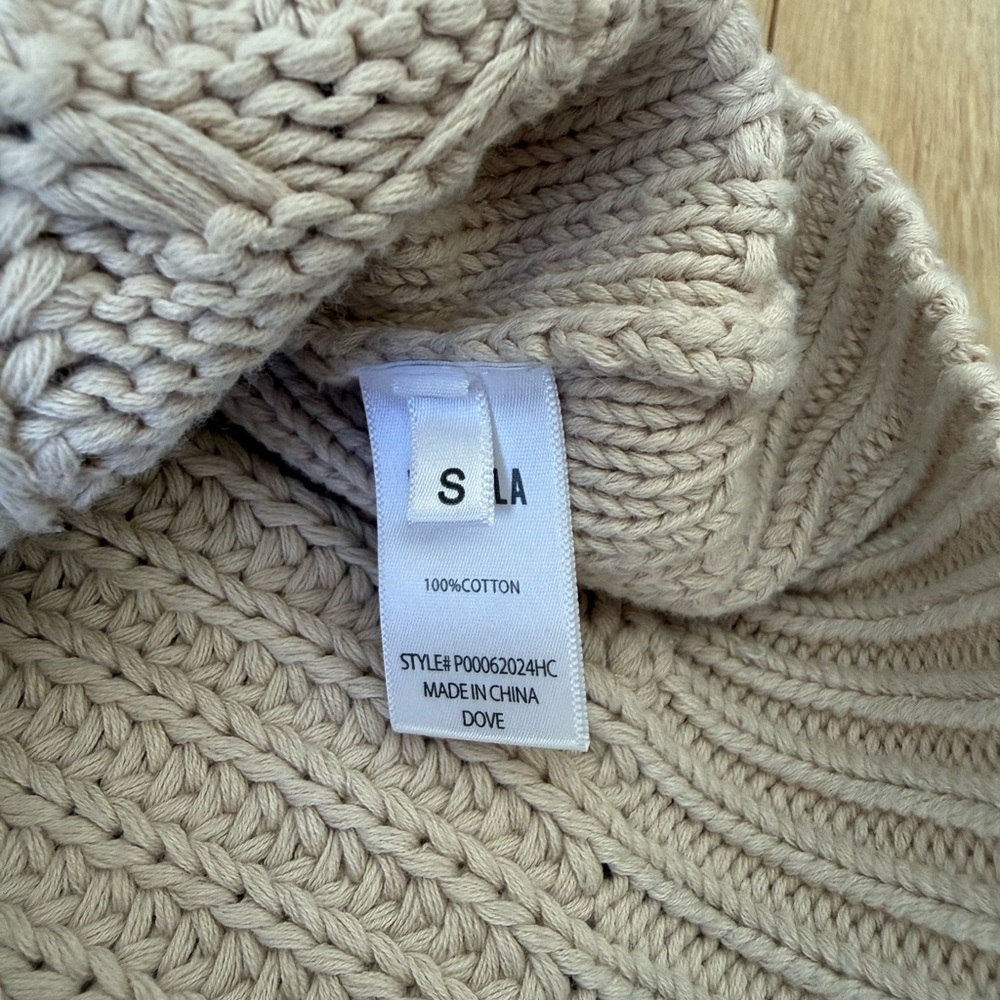 Pistola Kiran Cable Knit Sweater Vest Women’s Small Beige V-Neck Chunky Cotton - Picture 4 of 6